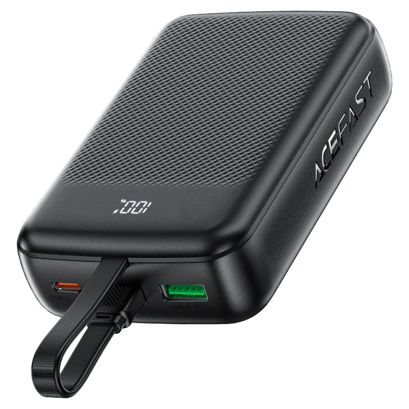 AceFast | 17970 | M14 | 20000 PD22.5W Power Bank With Cable | Black AceFast | 17970 | M14 | 20000 PD22.5W Power Bank With Cable | Black